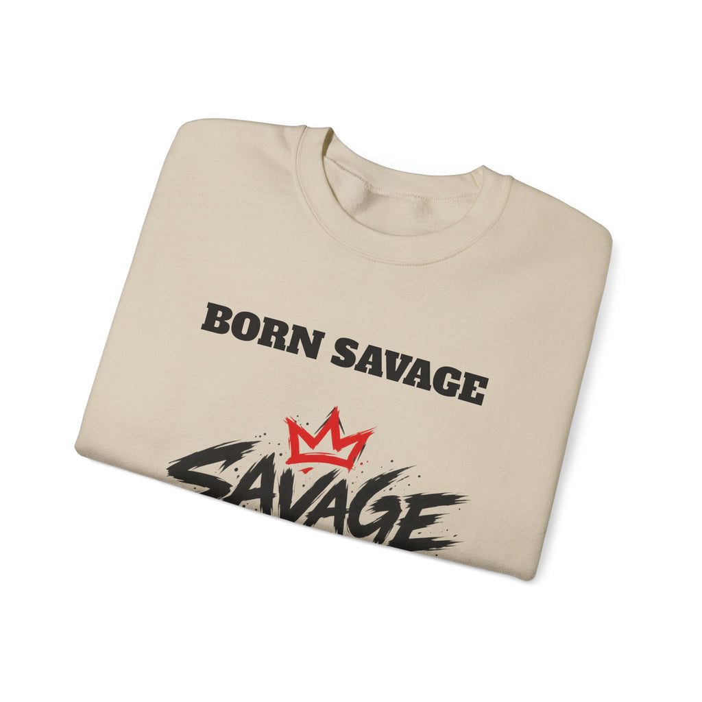 Savage Dad Crewneck Sweatshirt — Born Savage Graphic Pullover for Fathers